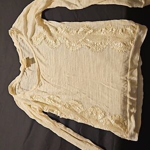 Cream shirt with lace detailing